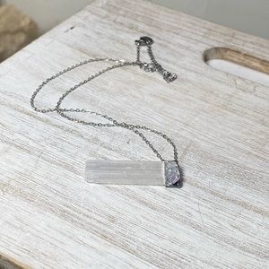 Selenite Trio Crystal Pendant Necklace